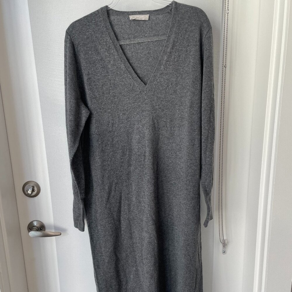 Everlane 100% Cashmere V-Neck Sweater Dress – Gray – XL